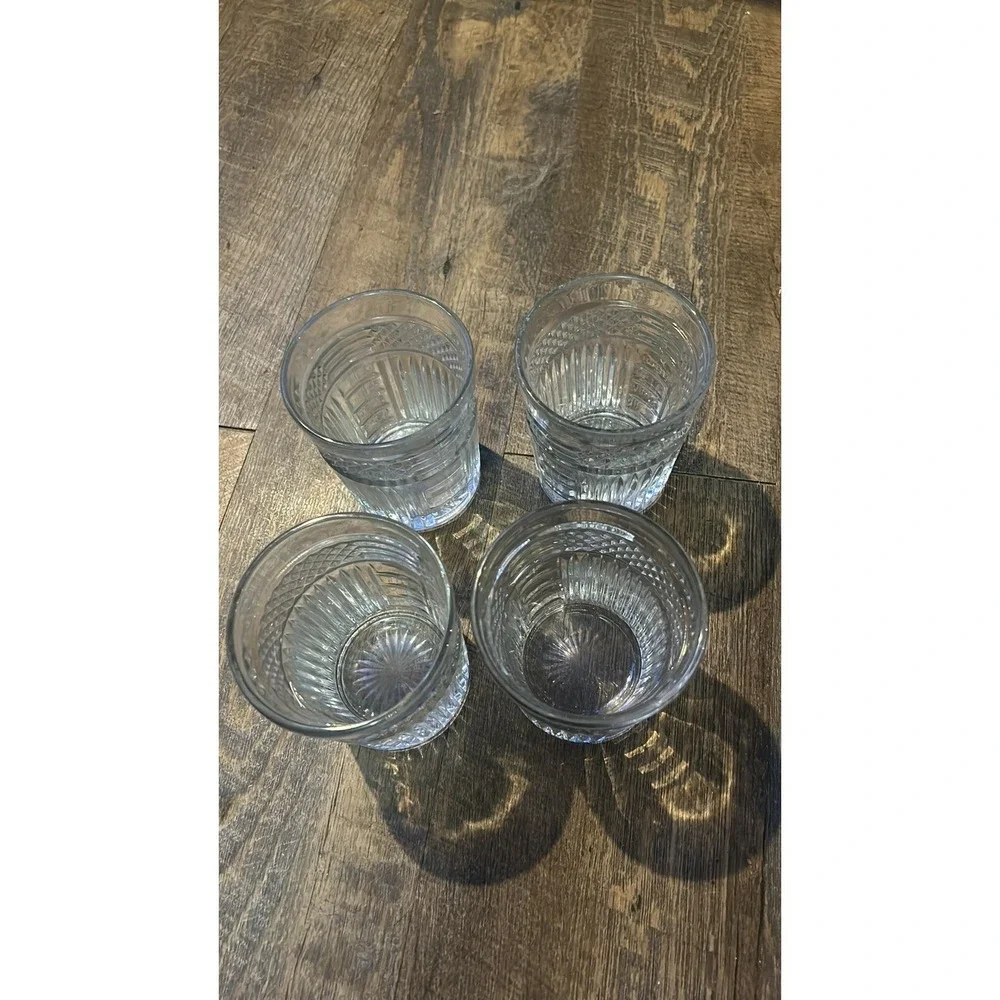 Set Of 4 Libbey RADIANT Double Old Fashioned Glasses 12oz EUC